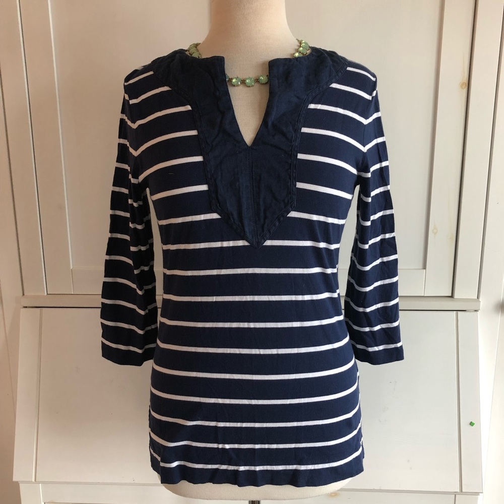 Ralph Lauren cotton striped navy blue shirt medium